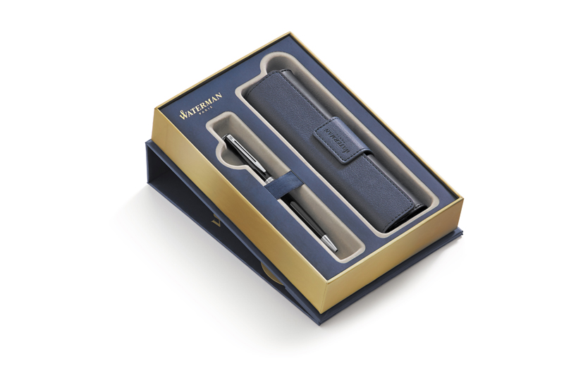 Подарочный набор Waterman:Шариковая ручка Waterman Hemisphere Black CT в чехле с магнитной застежкой Подарочный набор Waterman:Шариковая ручка Waterman Hemisphere Black CT в чехле с магнитной застежкой