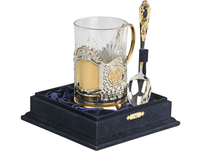 *Набор: стакан с подстаканником и ложкой