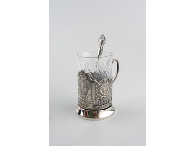 Набор: стакан с подстаканником и ложкой «Герб СССР»